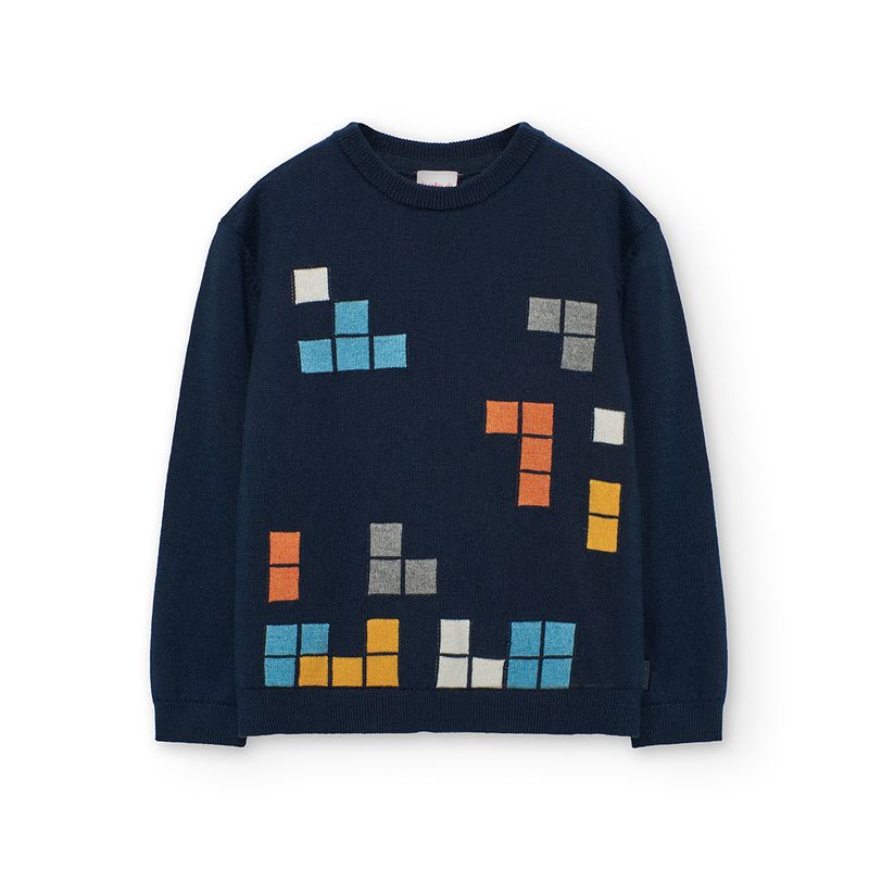 Boy&#39;s Blocks Jumper in Navy - 732204
