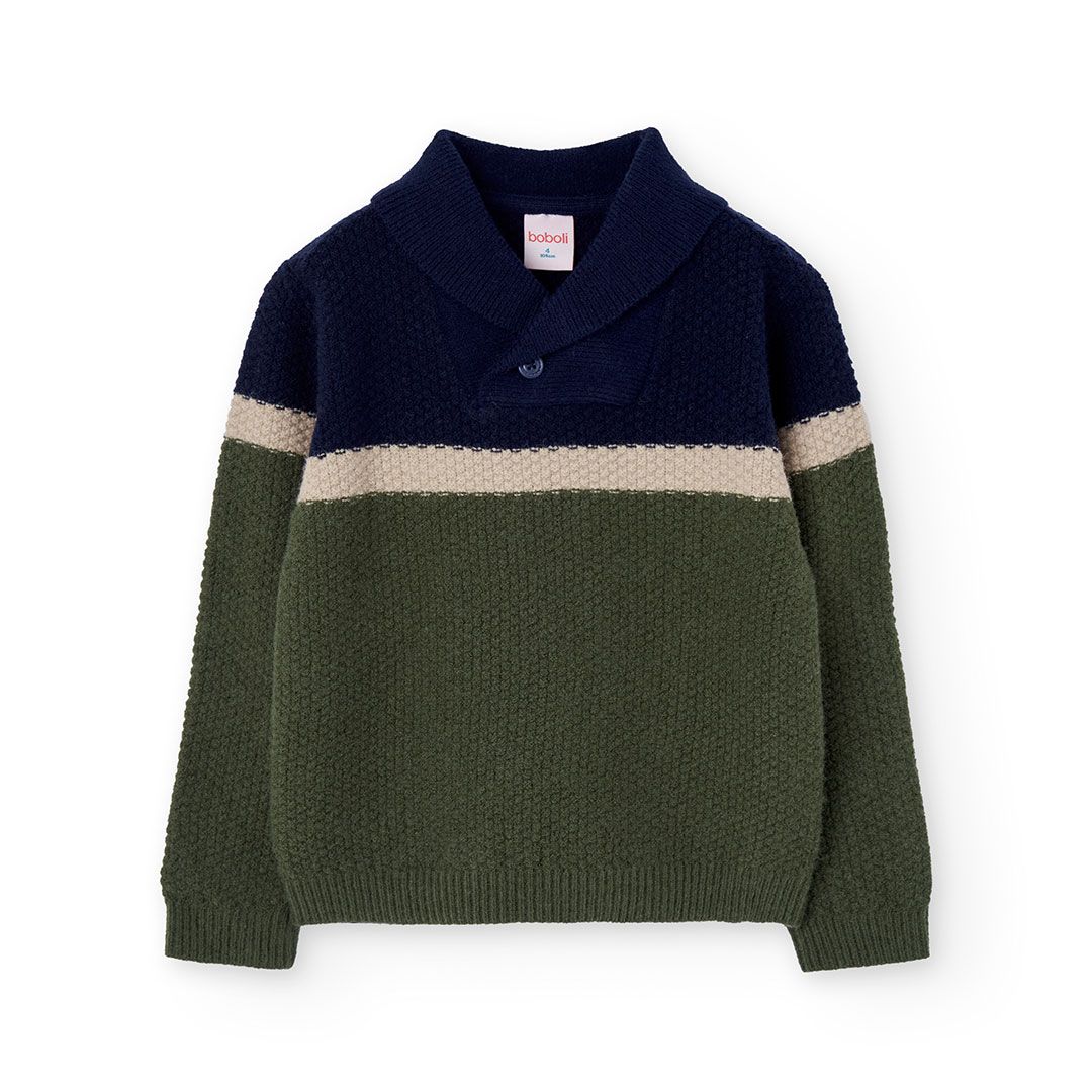 Boy&#39;s Striped Jumper in Green/Navy - 732158