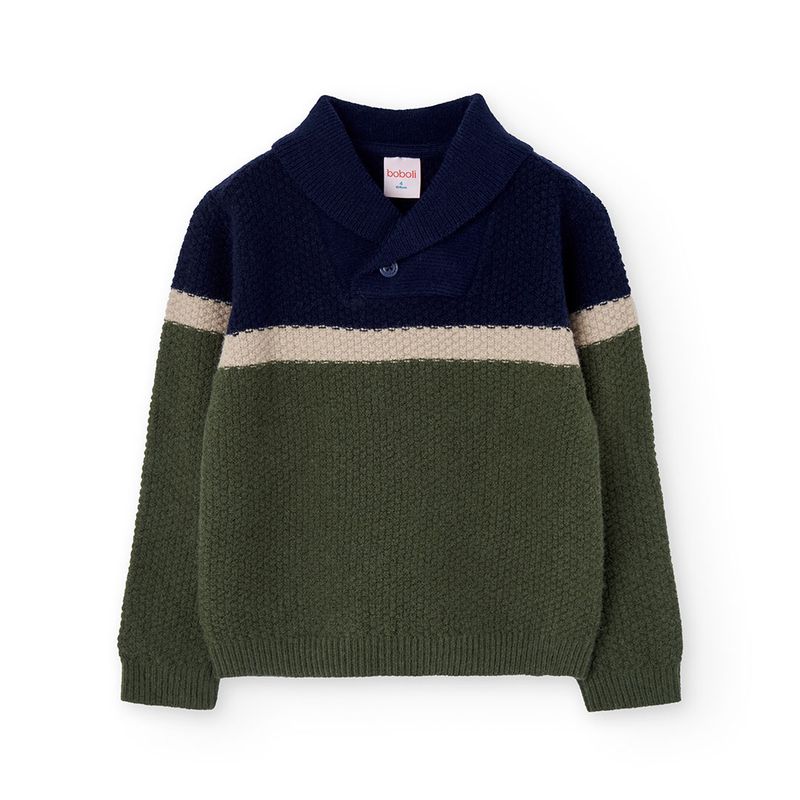 Boy&#39;s Striped Jumper in Green/Navy - 732158
