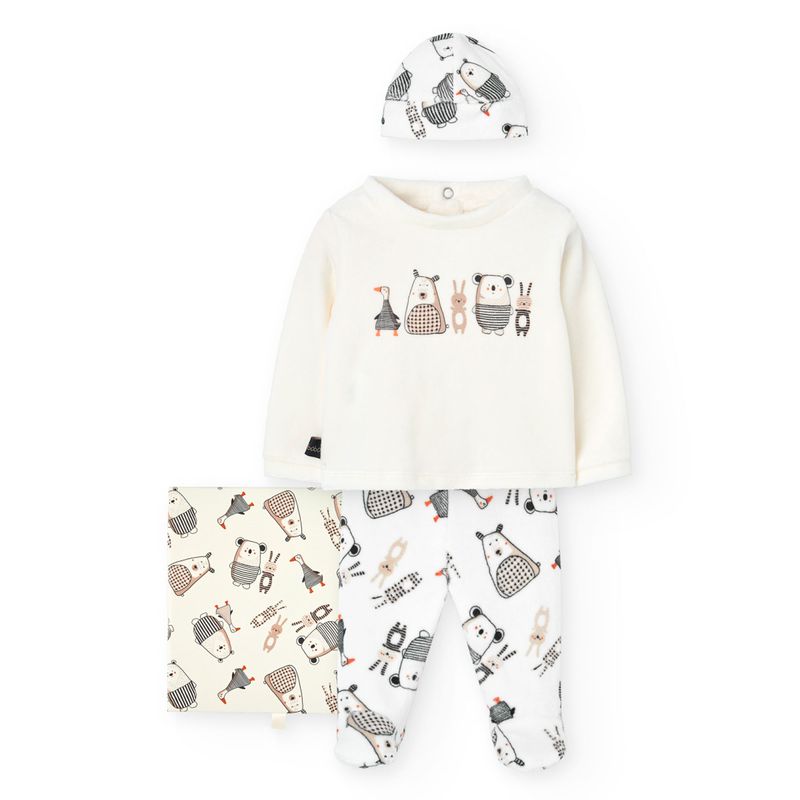 White Animal Velvet Baby Gift Box Set - 122072