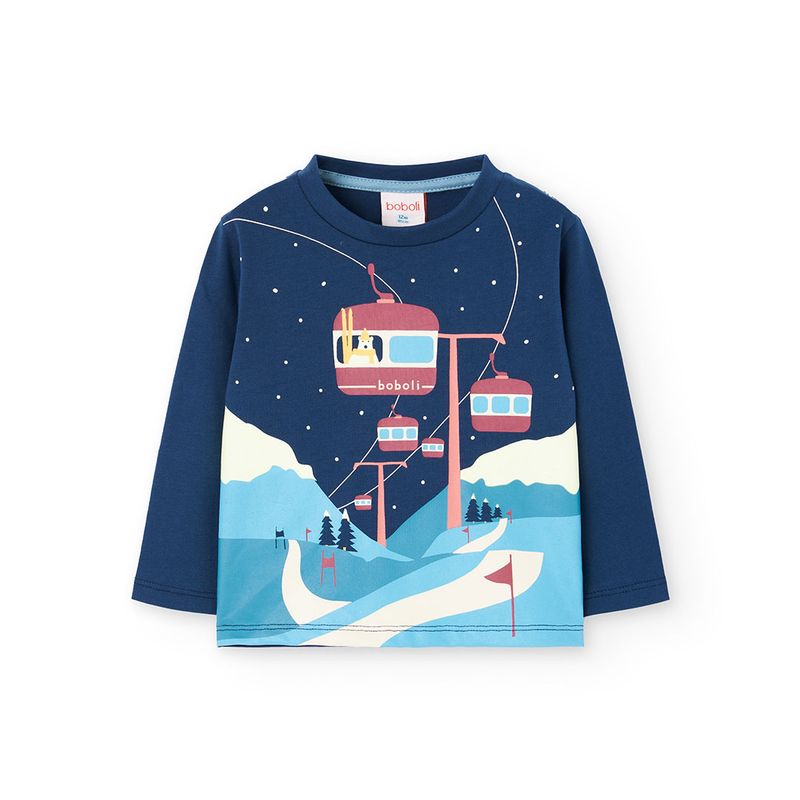 Boy&#39;s Navy Blue Cable Car LS T-shirt - 342065