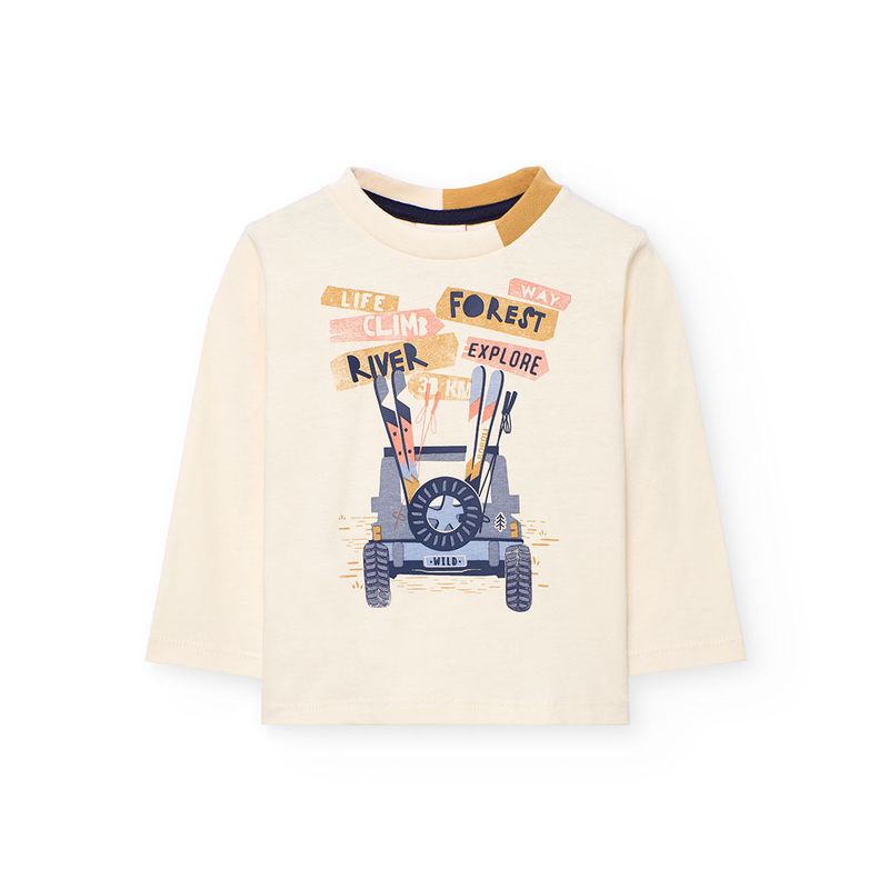 Boy&#39;s Offwhite Printed LS T-shirt - 302140