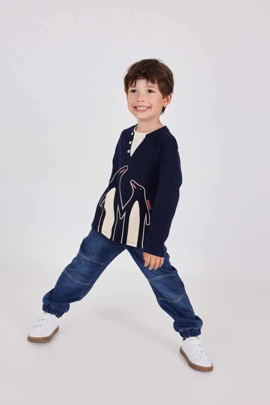 Boy&#39;s Navy Blue Denim Trousers - 302027