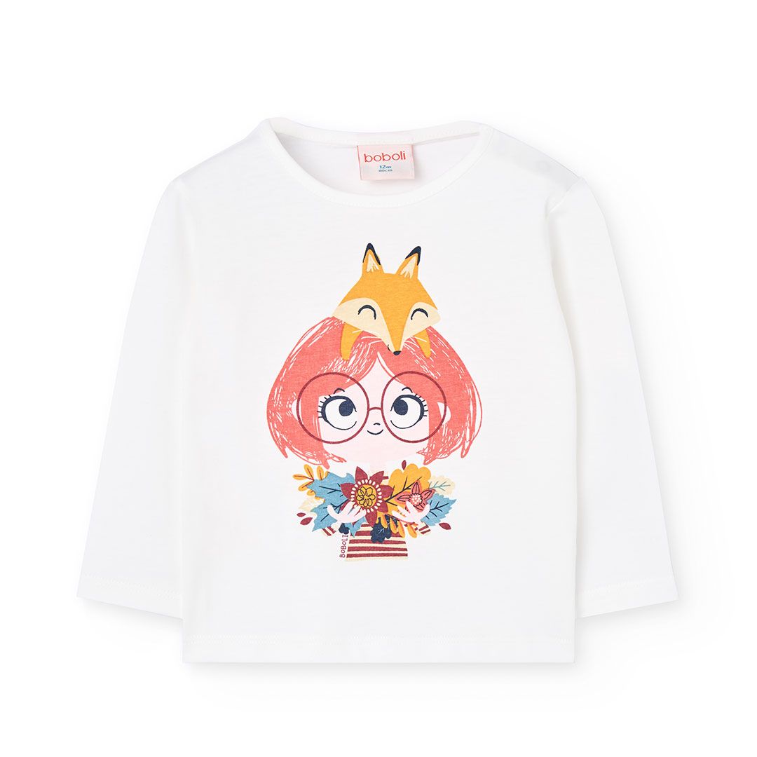 Girl&#39;s White Fox/Girl LS T-shirt - 292081
