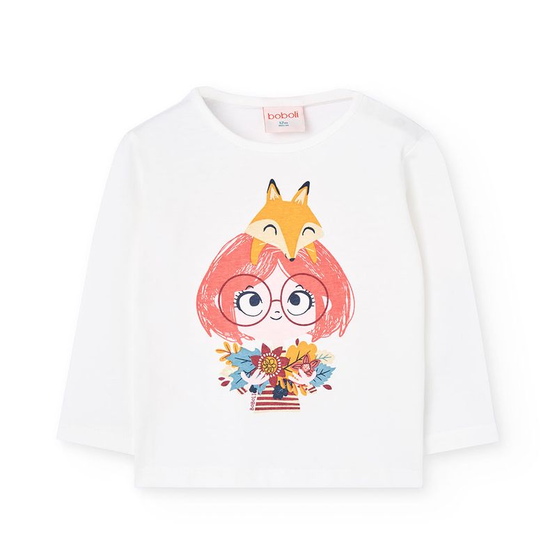 Girl&#39;s White Fox/Girl LS T-shirt - 292081