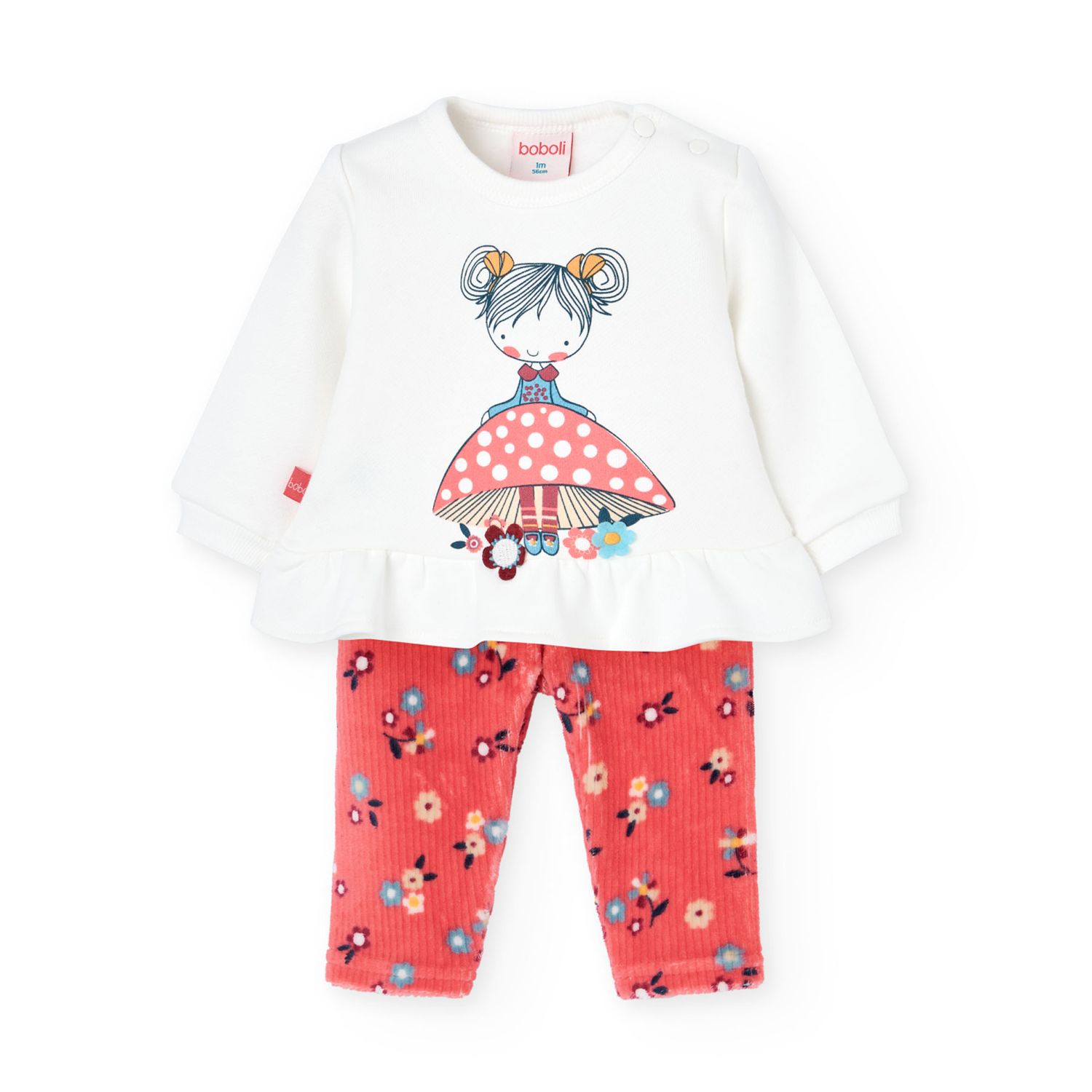 Baby Girl&#39;s White Knitted Set with Flowers - 132107