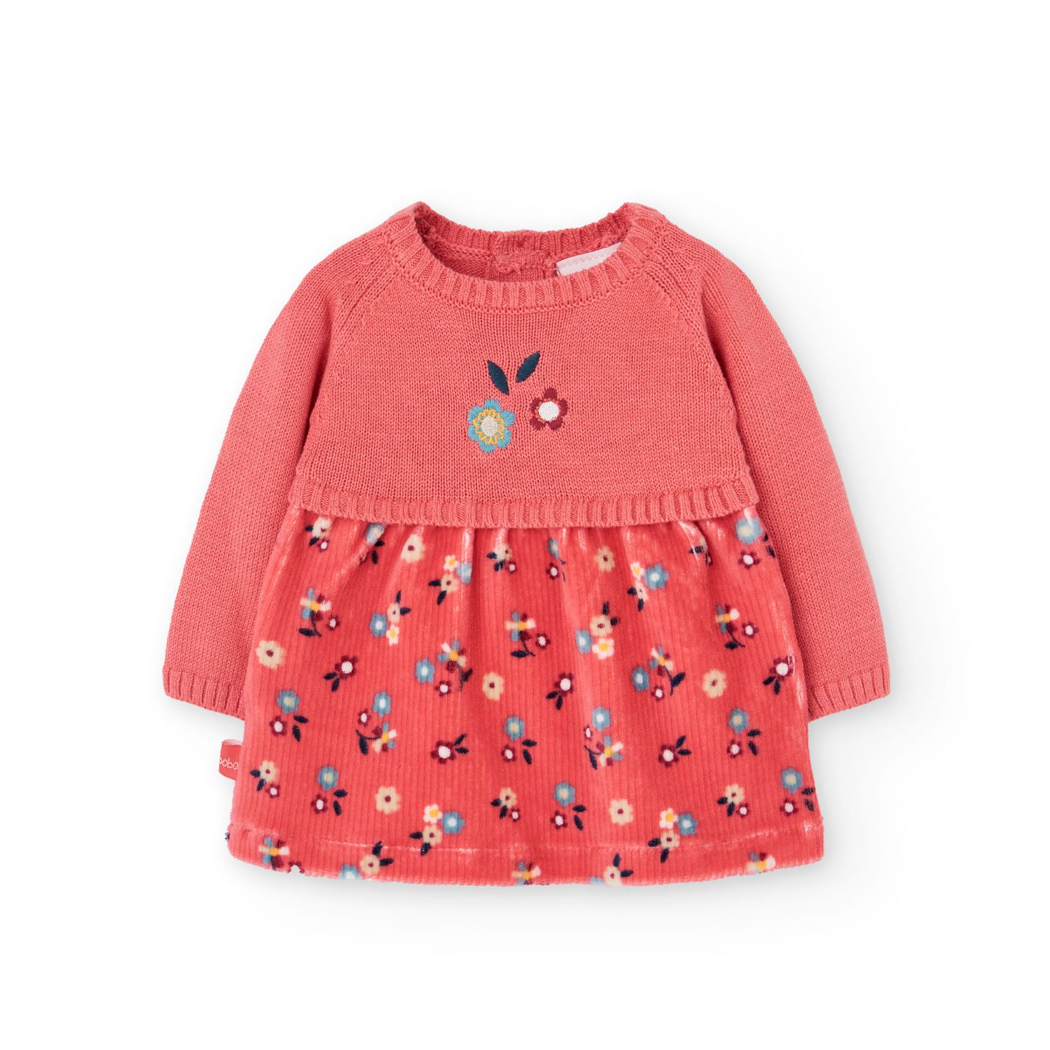 Baby Girl&#39;s Coral Dress with Flowers - 132040