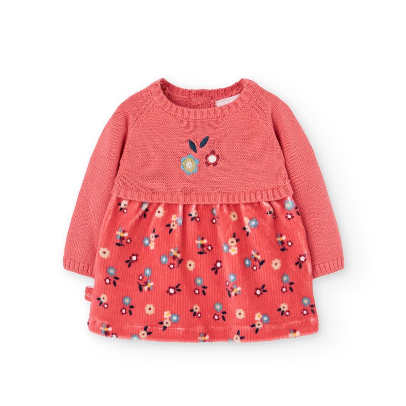 Baby Girl&#39;s Coral Dress with Flowers - 132040
