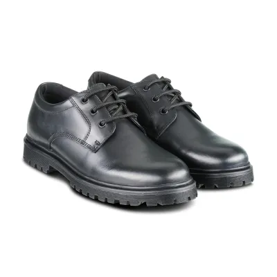 Bailey Black Leather Lace Up Shoe - Senior