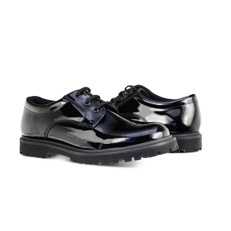 Bailey Black Patent Lace Up Shoes - Junior