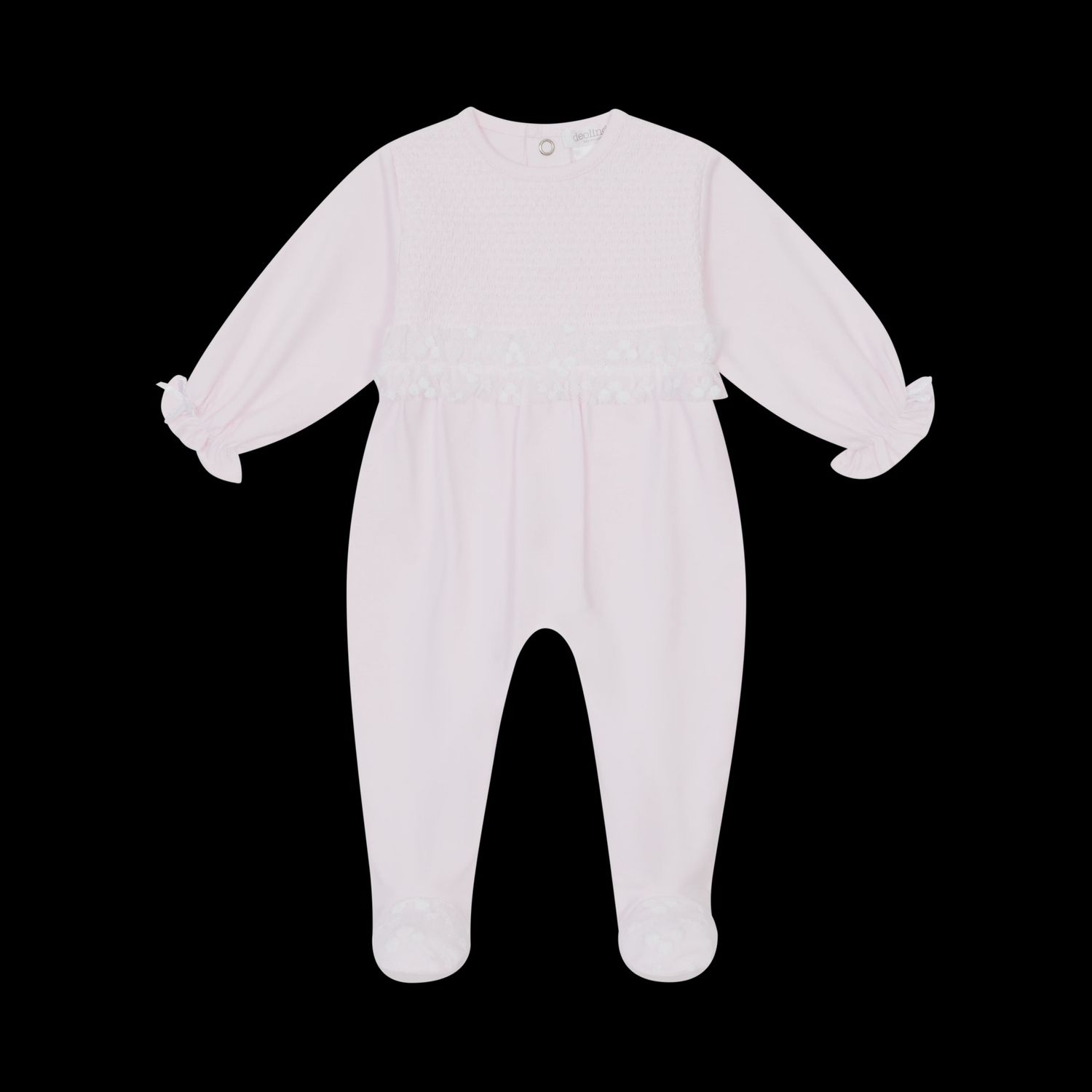 Girl&#39;s Offwhite &amp; Baby Pink Sleepsuit DBI25115
