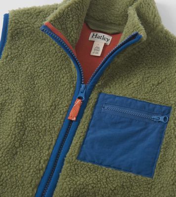 Boy's Loden Green Faux Sherpa Vest