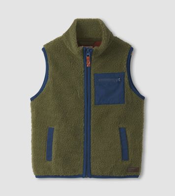 Boy's Loden Green Faux Sherpa Vest