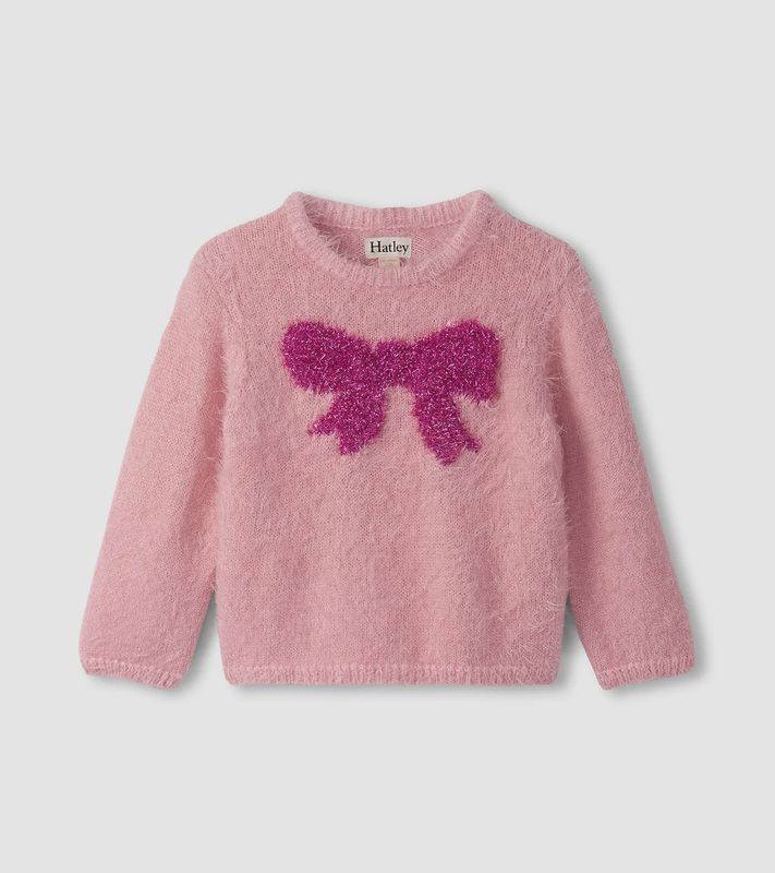 Baby &amp; Toddler Girls Shiny Bow Furry Sweater