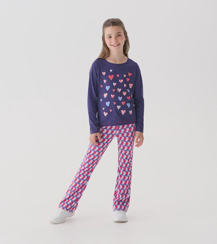 Girl's Falling Hearts Long Sleeve Graphic Tee