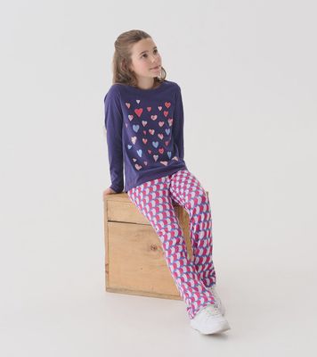 Girl's Falling Hearts Long Sleeve Graphic Tee