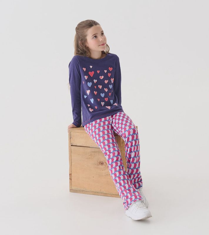 Girl&#39;s Falling Hearts Long Sleeve Graphic Tee