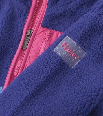 Girl's Royal Blue Colourblock Faux Sherpa Jacket