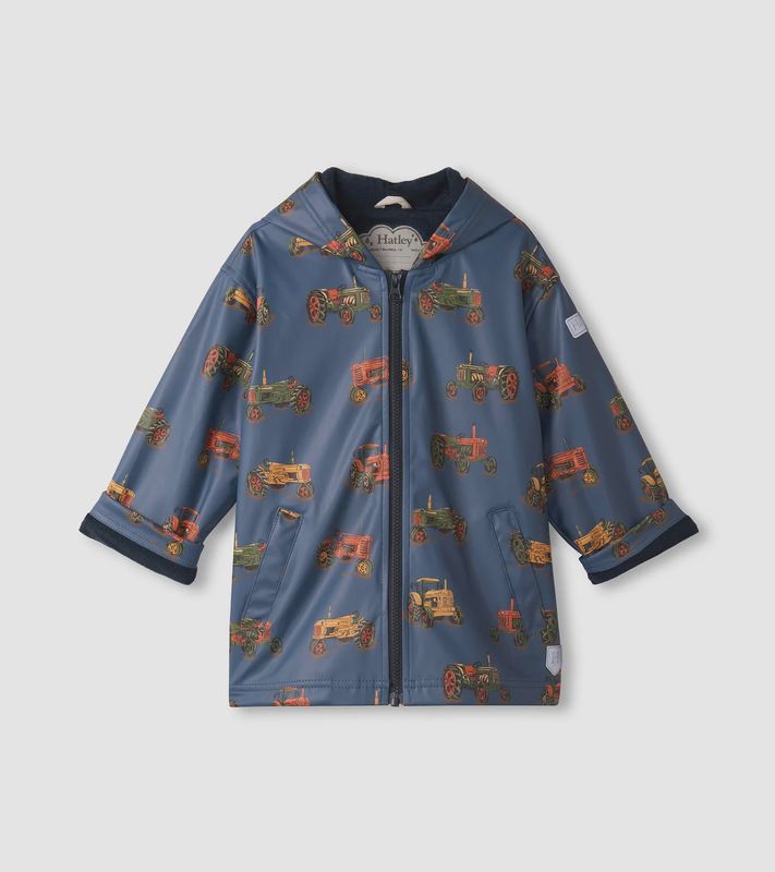 Boy&#39;s Landscape Tractors Zip-Up Raincoat