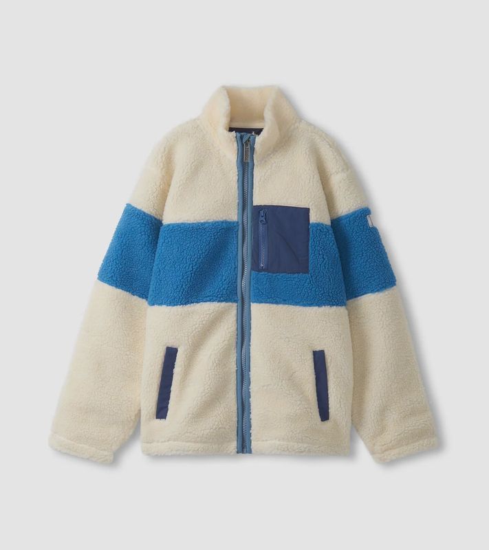 Boy&#39;s White Smoke Faux Sherpa Zip-Up Jacket