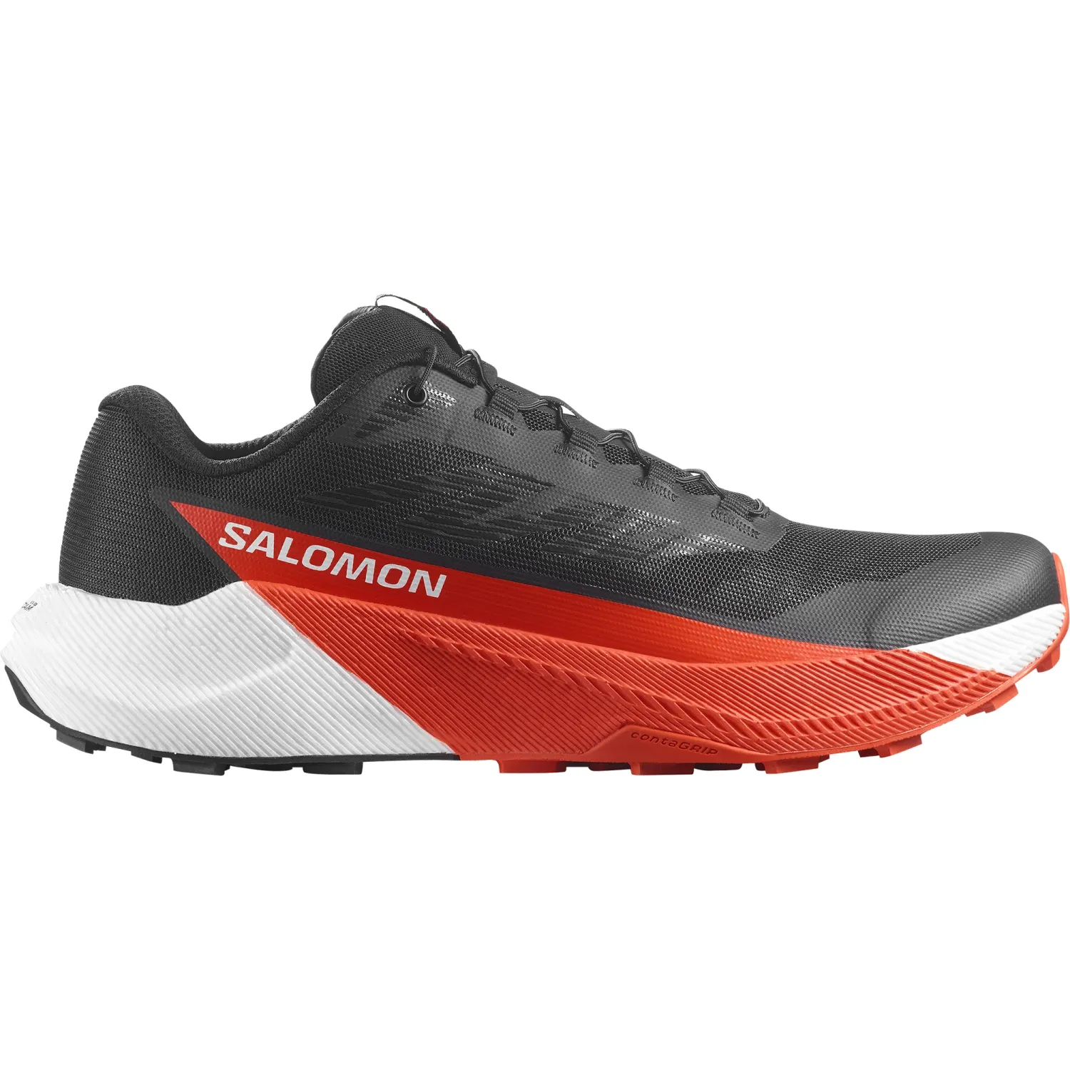 PULSAR Men&#39;s Trail Running Shoes - Black/White/Cherry Tomato