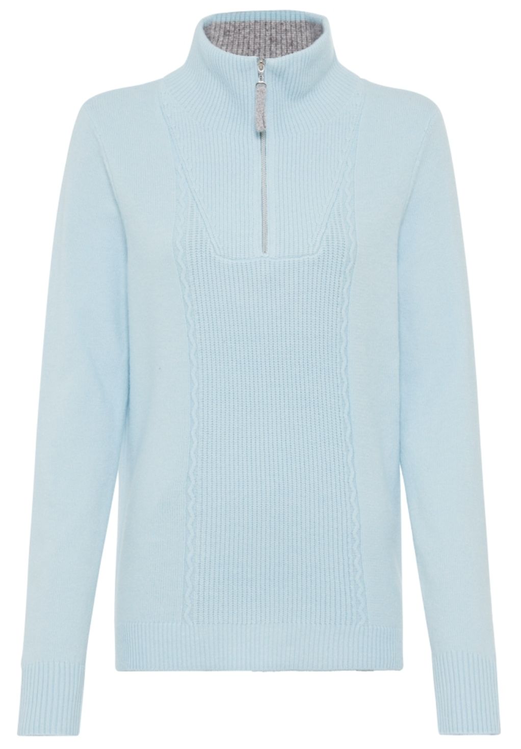 Cosmic Chic Henny Fit 1/4 Zip Jumper - Satin Blue Melange