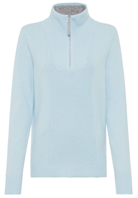 Cosmic Chic Henny Fit 1/4 Zip Jumper - Satin Blue Melange