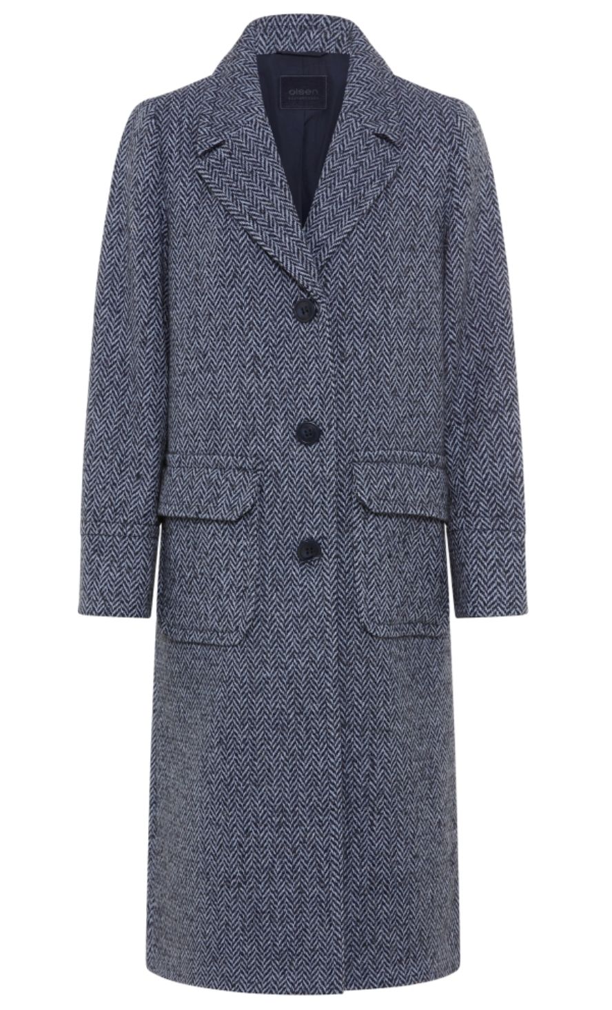 Vintage Romance Herringbone Long Coat 15101414 - Ink Blue
