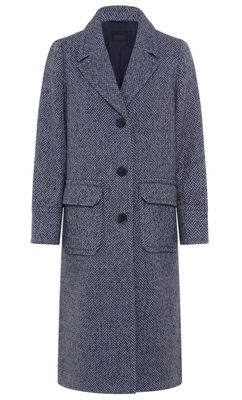 Vintage Romance Herringbone Long Coat 15101414 - Ink Blue
