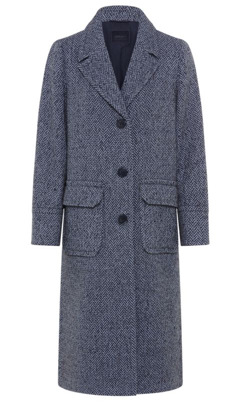 Vintage Romance Herringbone Long Coat 15101414 - Ink Blue