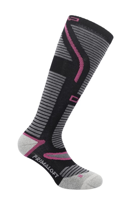 Women&#39;s Primaloft Ski Socks - Piombo Grey Carmino