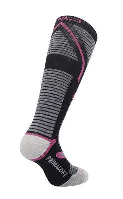 Women's Primaloft Ski Socks - Piombo Grey Carmino