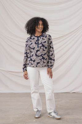 Juliette Blouse - Navy Swirl