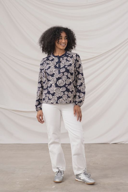 Juliette Blouse - Navy Swirl