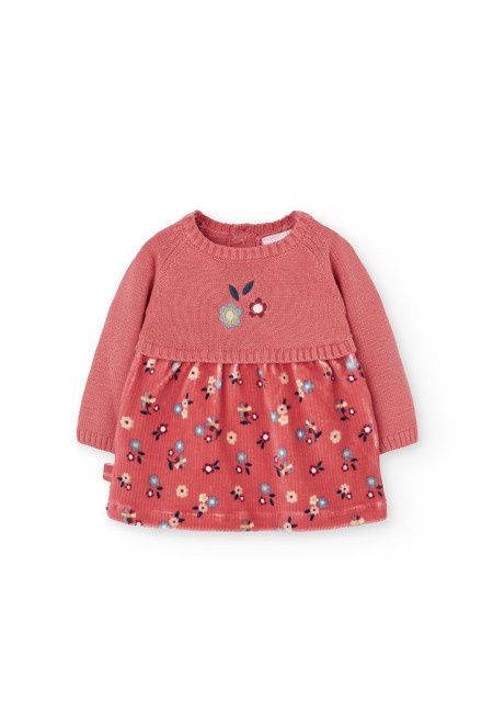 Baby Girl&#39;s Coral Dress with Flowers - 132040