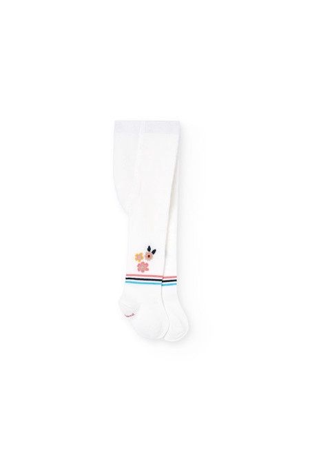White Floral Tights - 132051