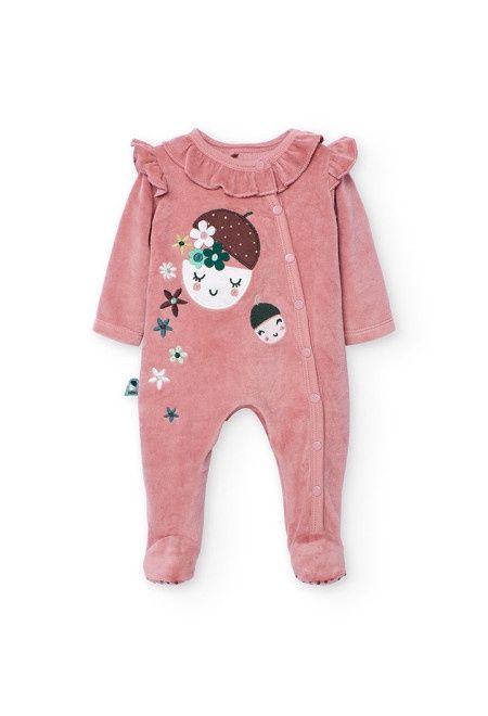 Baby Girl Dusky Pink Acorns Romper - 142085
