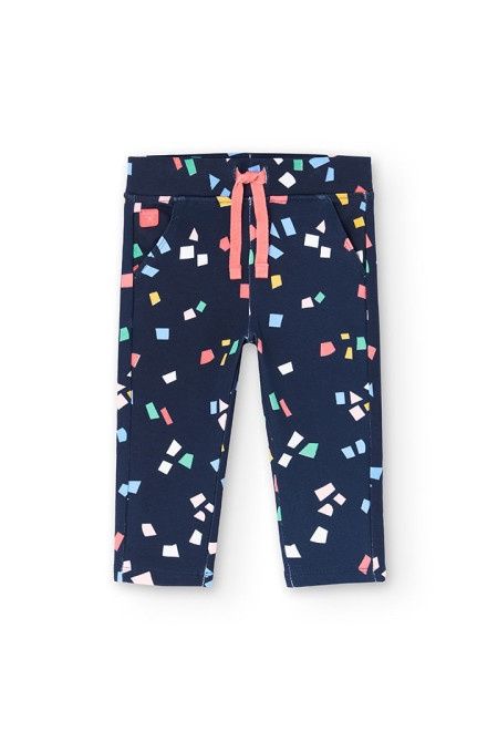 Girls Navy Squares Joggers - 202116