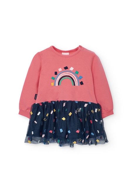 Navy/ Pink Squares Combined Dress - 202150