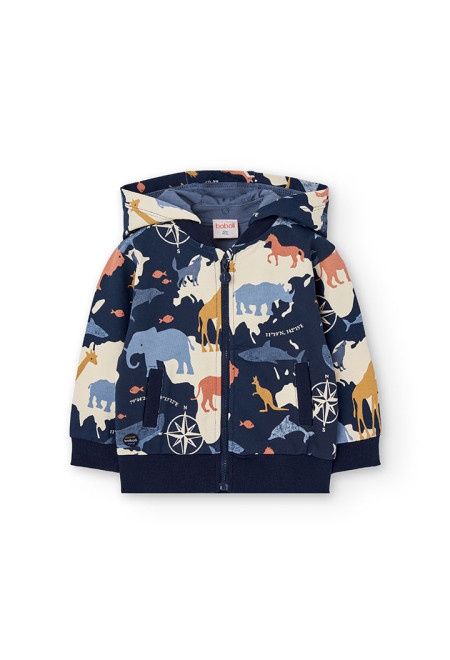 Boys Navy Animals Hooded Jacket - 302151