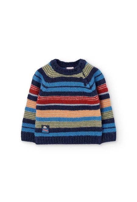 Boys Navy Striped Knitted Jumper - 322030