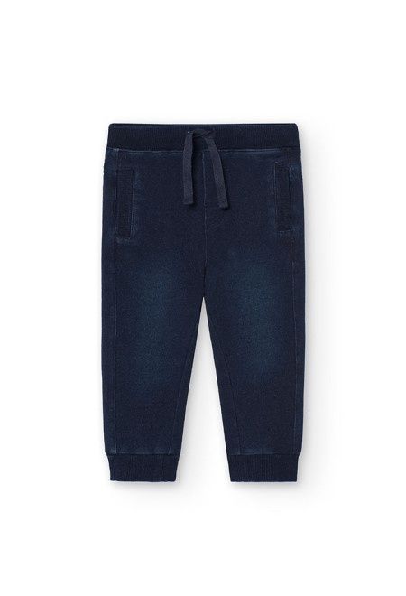 Boys Dark Blue Denim Joggers - 390248