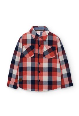 Boys Red Navy White Check Shirt - 522009
