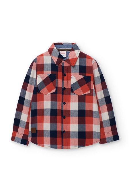 Boys Red Navy White Check Shirt - 522009