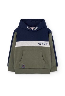 Boys Navy/Green Hooded Fleece Sweatshirt - 522122