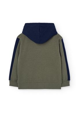 Boys Navy/Green Hooded Fleece Sweatshirt - 522122
