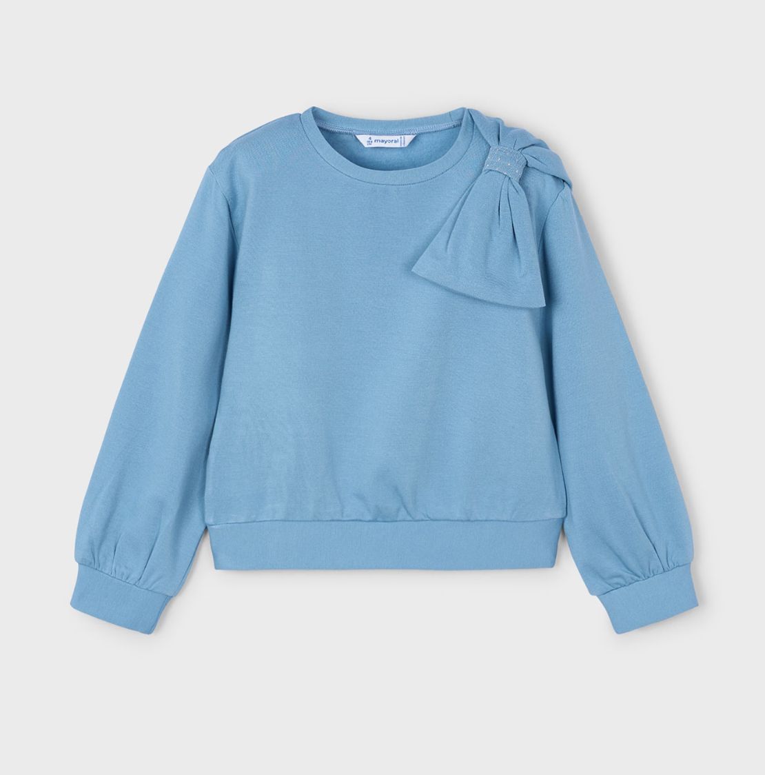 Girls Ocean Blue Bow Jumper 4434