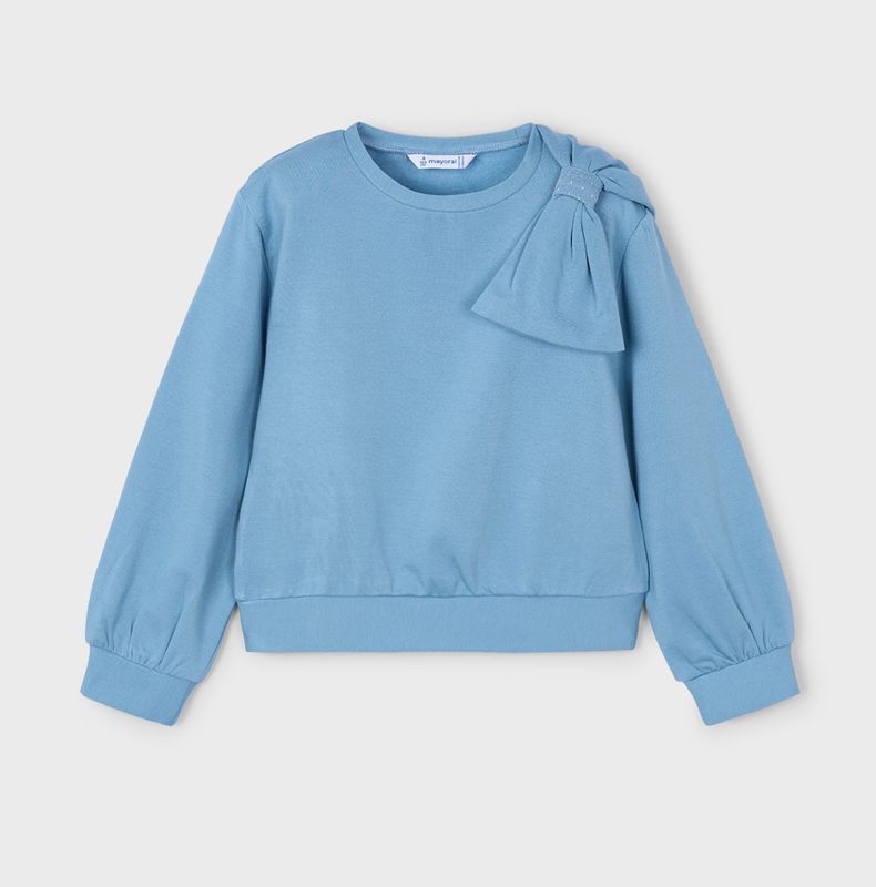 Girls Ocean Blue Bow Jumper 4434