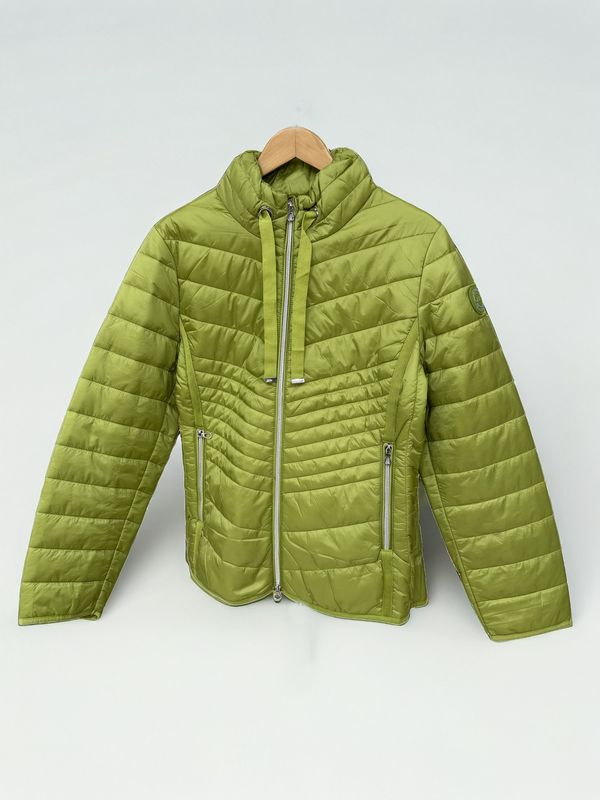 Quilted Funnel Neck Coat in Fresh Moss Green