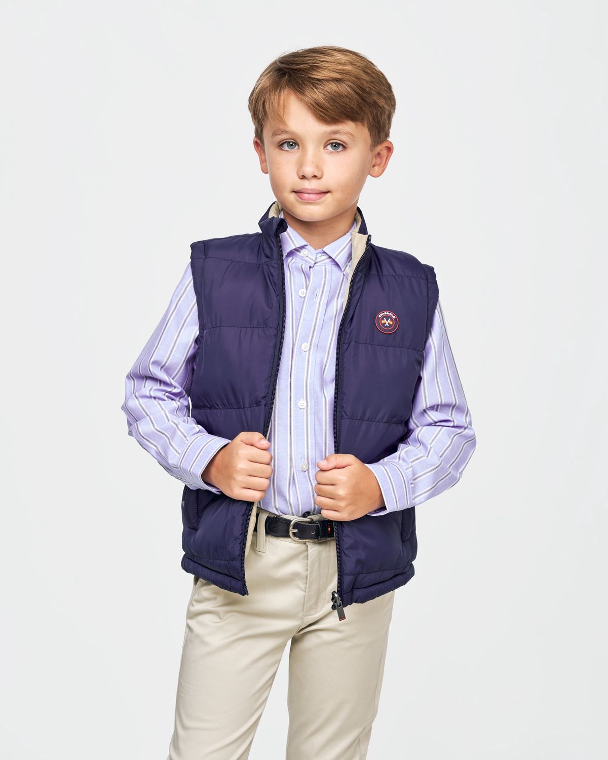 Boy&#39;s Navy/Camel Reversible Gilet
